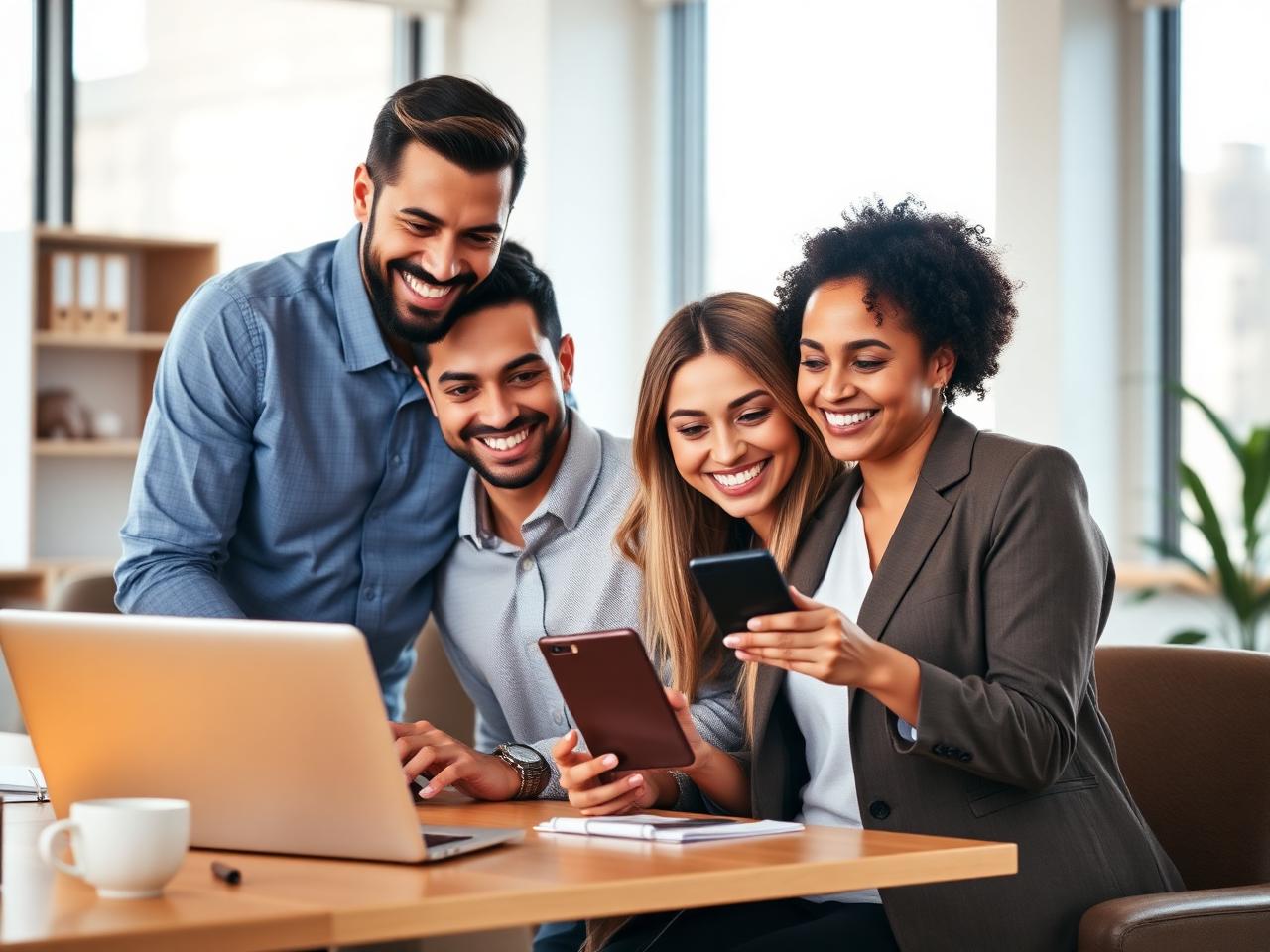 Friendly mortgage team connecting with clients across phone, chat and video